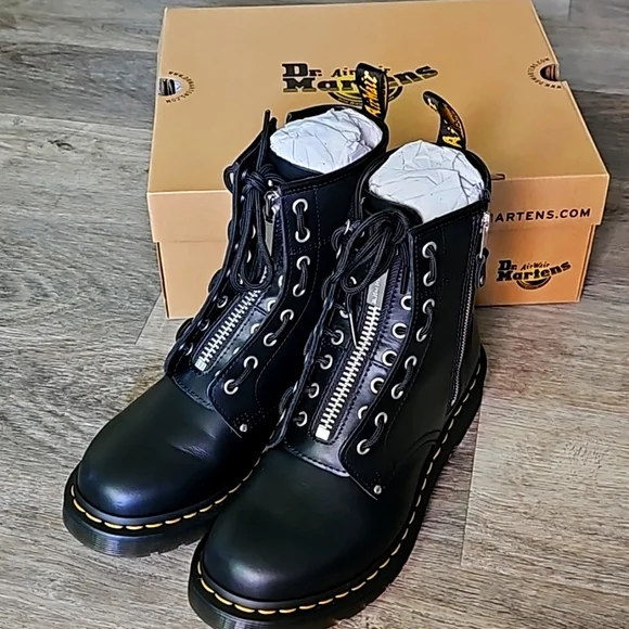 Dr. Martens Air Wair 1460 BLACK WANAMA TWIN ZIP 8 EYE BOOT - Picture 2 of 12